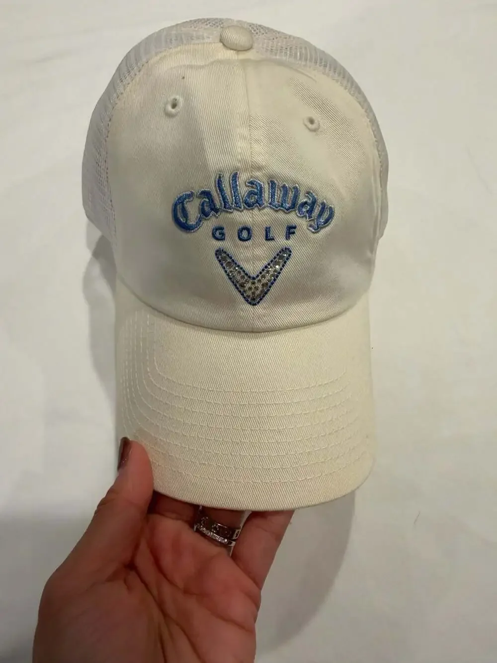 NWOT Callaway Golf Mesh Trucker Hat White Rhinestone Adjustable Cap